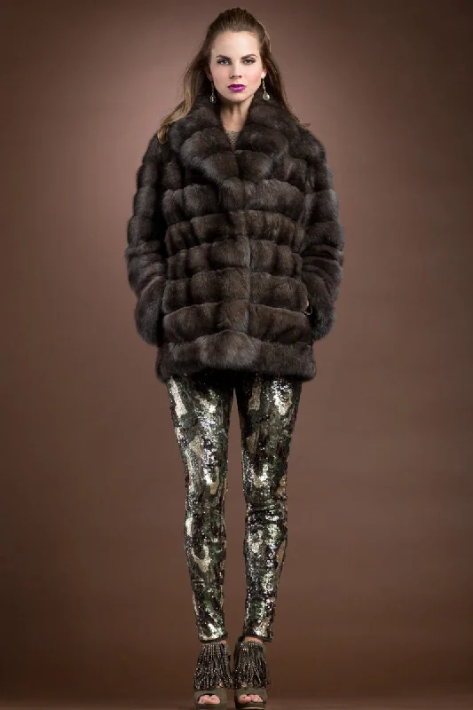 High-Fashion JacketsRussian Horizontal Sable Fur Jacket