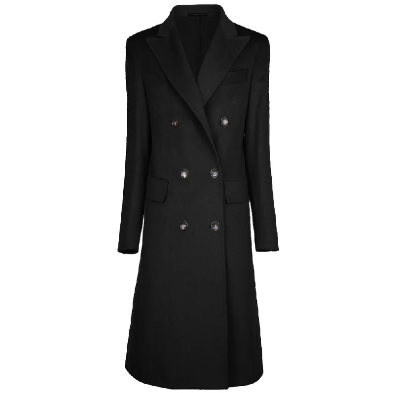 Windproof JacketsMade in Italy Black Wool Vergine Jackets & Coat