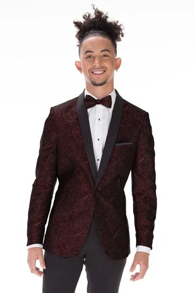 Studded Jackets"Aries" Burgundy Paisley Shawl Tuxedo Jacket (Separates)