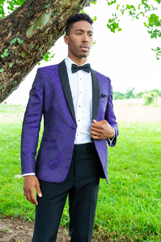 Cotton Jackets"Aries" Purple Paisley Shawl Tuxedo Jacket (Separates)