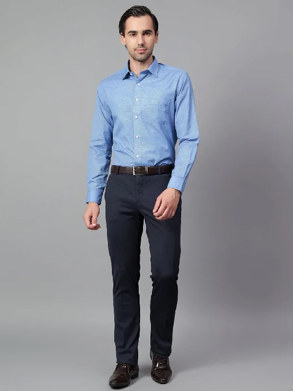 BlazersMen's Blue Checked Full Sleeve Formal Shirt