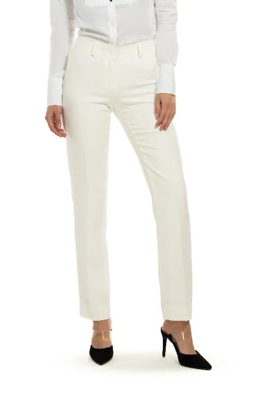 Sequined JacketsPearl White Slim Fit Tuxedo Pants w/ Satin Back Pocket