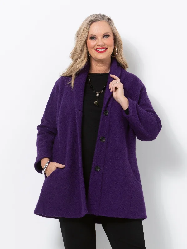 Safari JacketsPurple Furpile Roll Collar Jacket