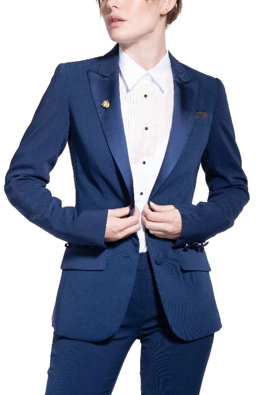 Velvet JacketsRoyal Navy Peak Lapel Tuxedo Jacket