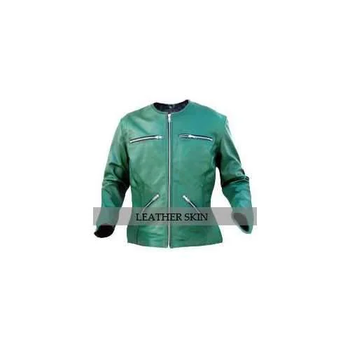 Parka JacketsGreen Women Leather Jacket