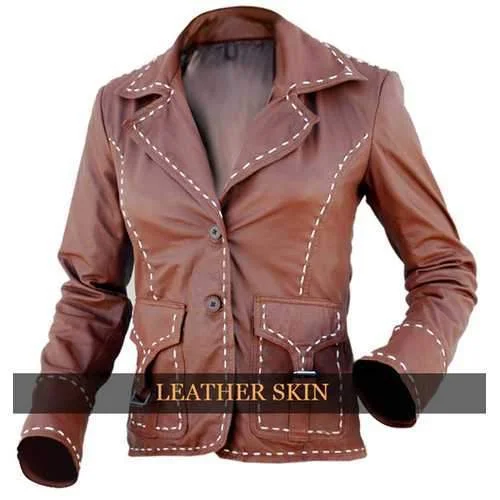 Waterproof JacketsBrown Women Leather Jacket