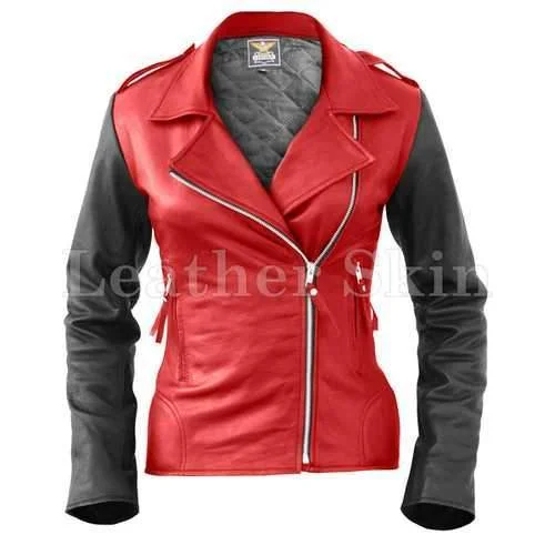 Trench CoatsWomen Red Leather Jacket