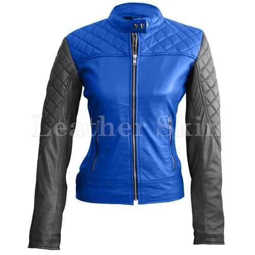 Ski JacketsWomen Blue Leather Jacket