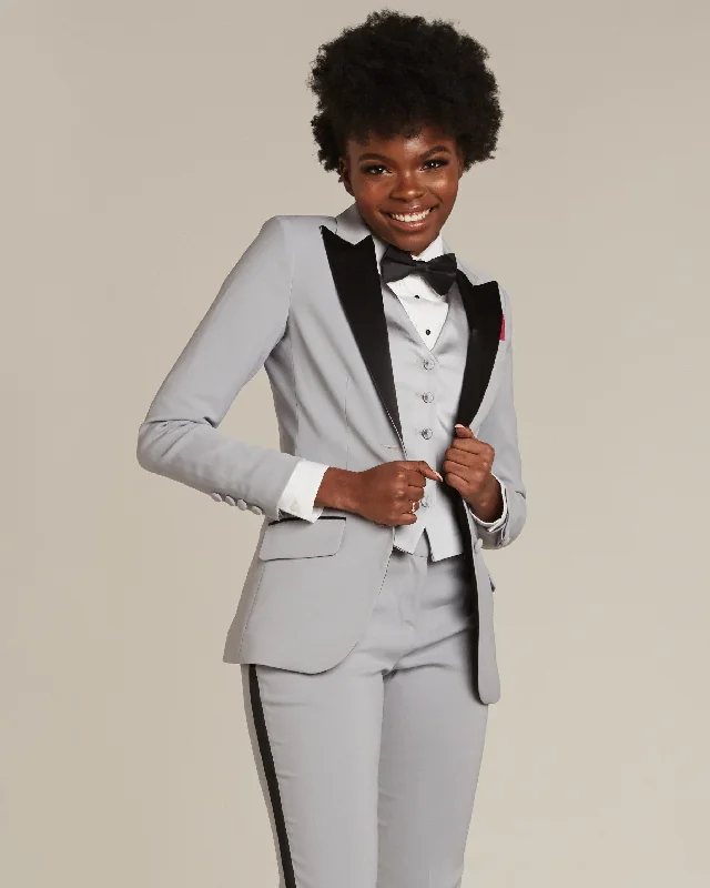 Limited Edition JacketsSilver Gray & Black Peak Lapel Tuxedo Jacket