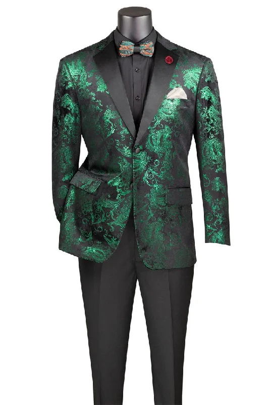 Hip-Hop Jackets"Posh Paisley Velvet" Emerald Tuxedo Jacket (Separates)