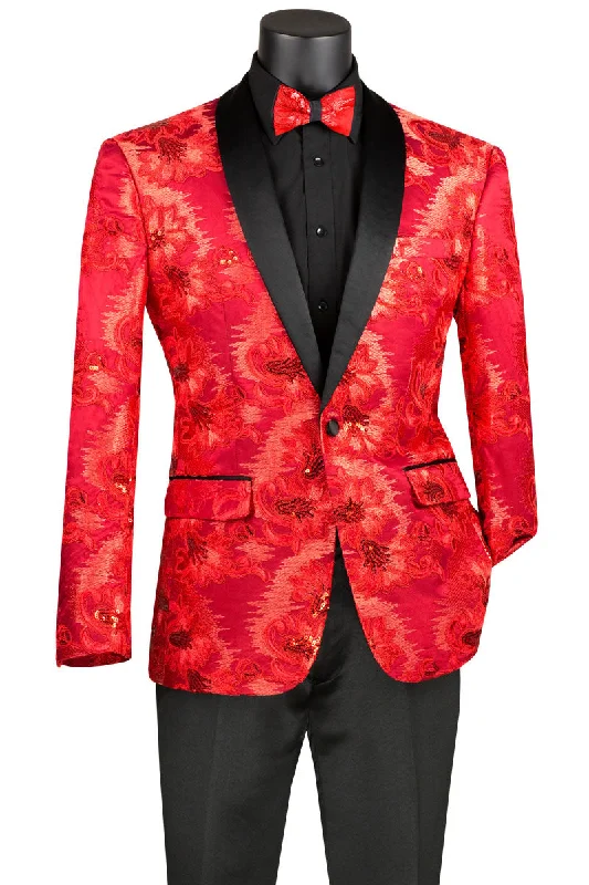 Pea Coats"Komodo" Red Tuxedo Jacket (Separates)