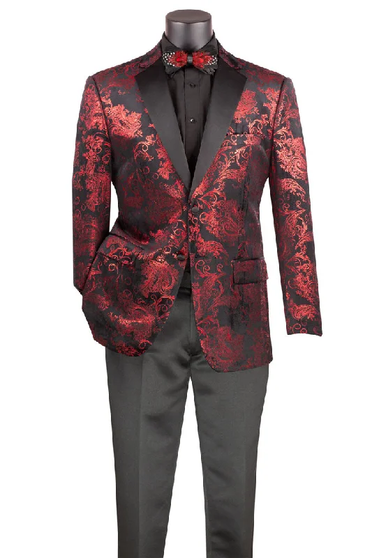 Branded Jackets"Posh Paisley Velvet" Red Tuxedo Jacket (Separates)