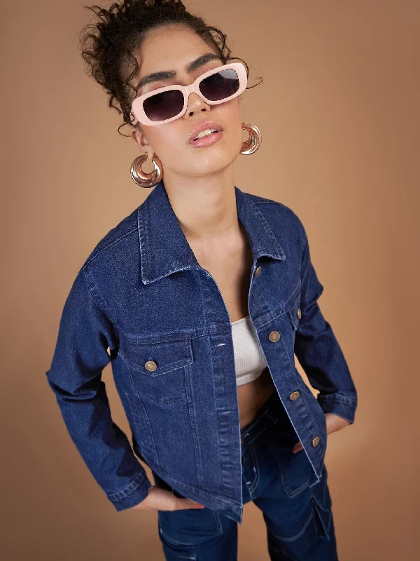 Layered JacketsWomen Classic Blue Denim Regular Jacket