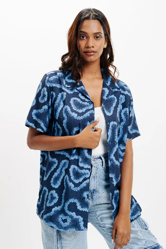 Painted ShirtsBlack Abstract Print Linen Shirt