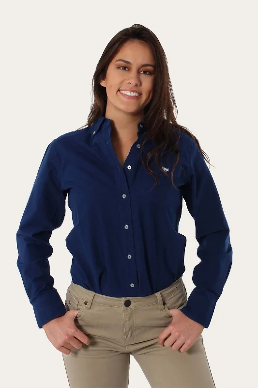 Ribbed Cuff ShirtsCambridge Womens Slim Fit Oxford Shirt Navy