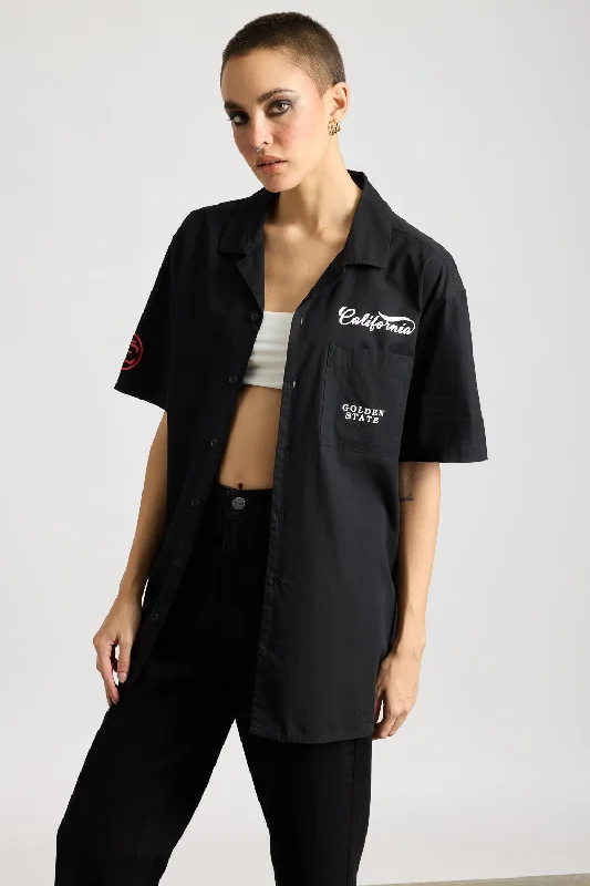 Gym ShirtsCotton Poplin Women's Garage Shirt - Classic Black