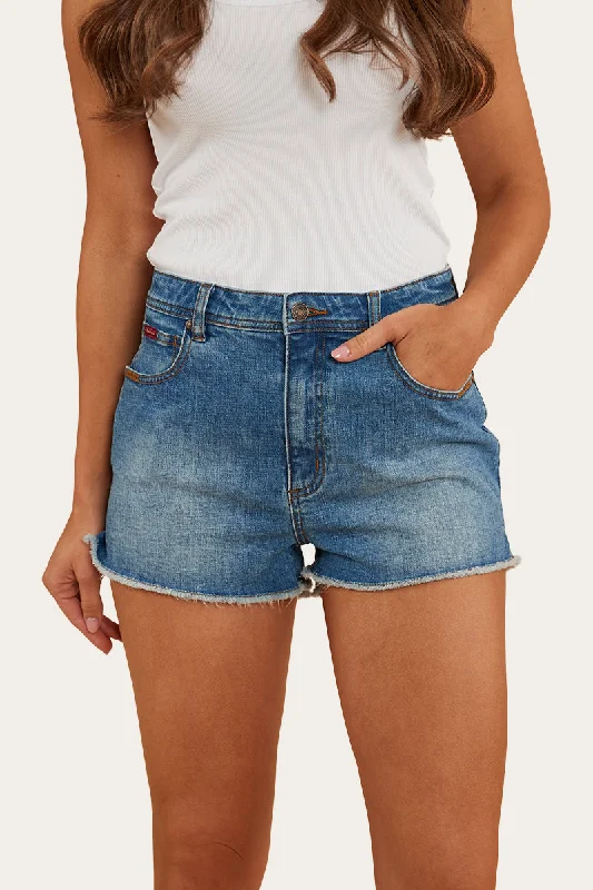 Denim with bootsGracie Womens Denim Short - Mid Wash Blue