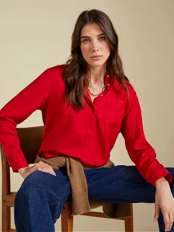 Tunic ShirtsLillith TENCEL™ Relaxed Shirt | Crimson Red