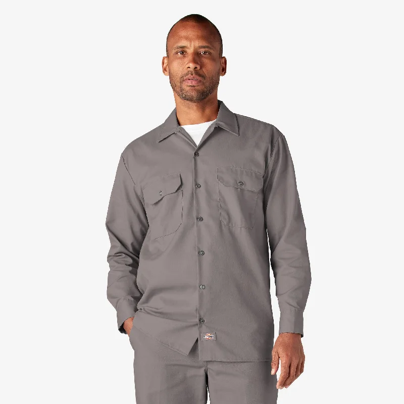 Plush ShirtsLong Sleeve Work Shirt, Silver