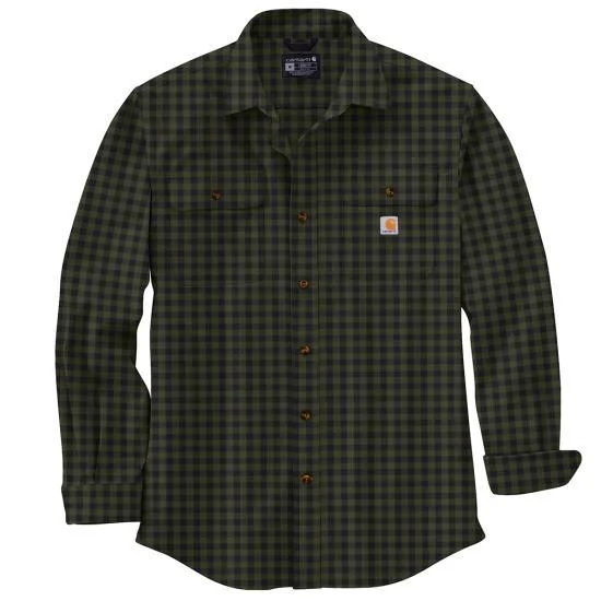 Organic Cotton ShirtsLoose Fit Heavyweight Flannel Long-Sleeve Plaid Shirt, Basil