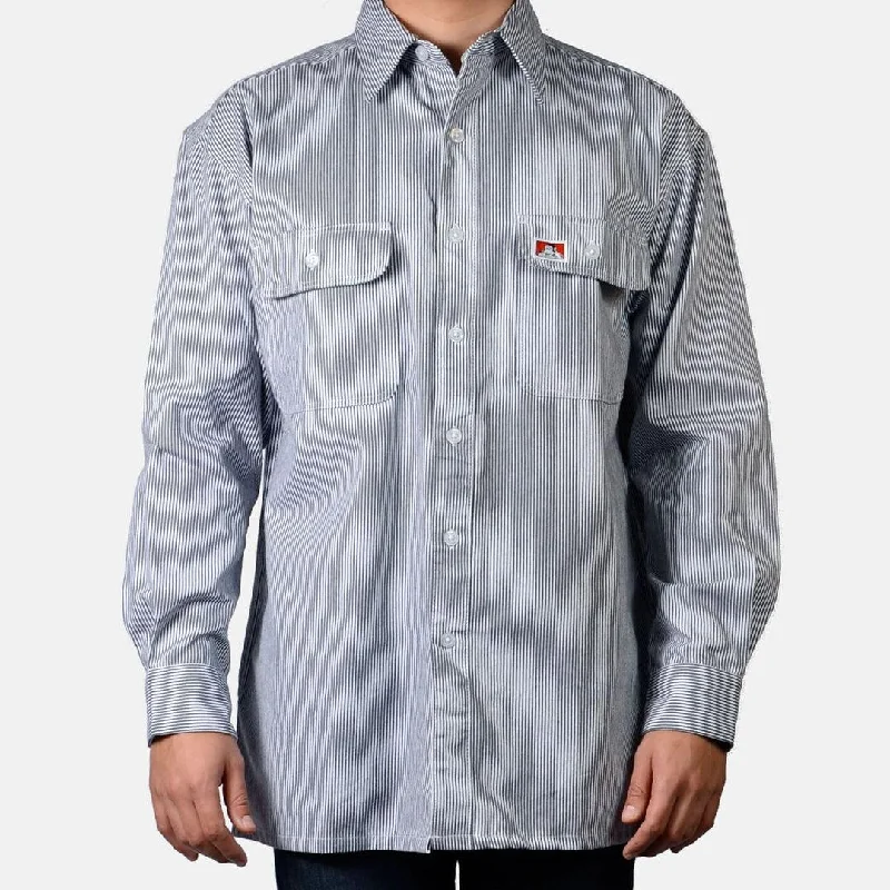 Hooded ShirtsLong Sleeve 100% Cotton Button-Up Shirt: Hickory