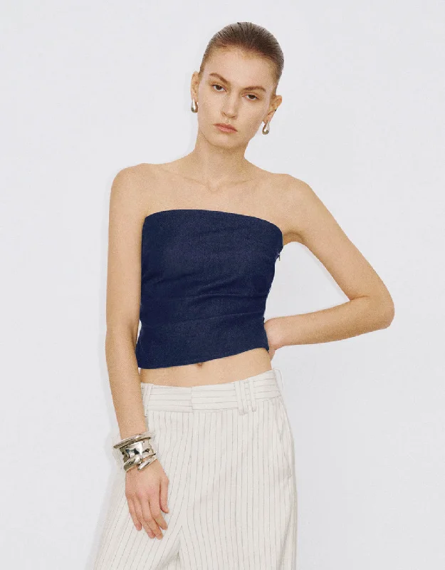 Cowboy artOff-Shoulder Denim Tube Top