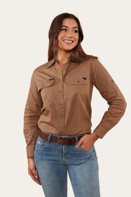 Retro ShirtsPentecost River Womens Full Button Work Shirt - Clay