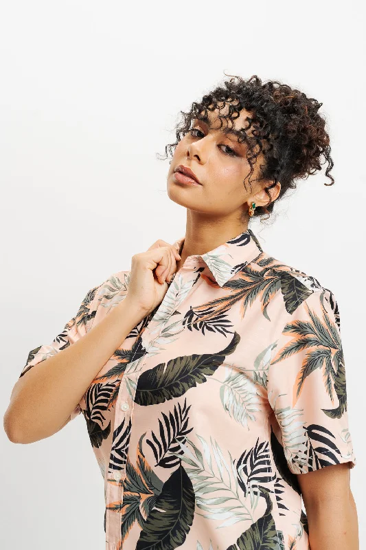 Layered ShirtsOrange Tropical Print Shirt