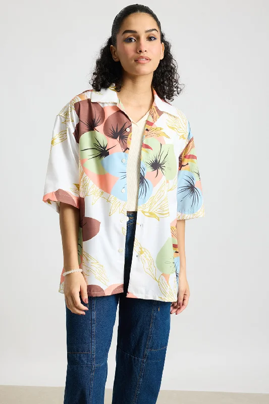 Designer ShirtsTropical Print Women's Resort Shirt