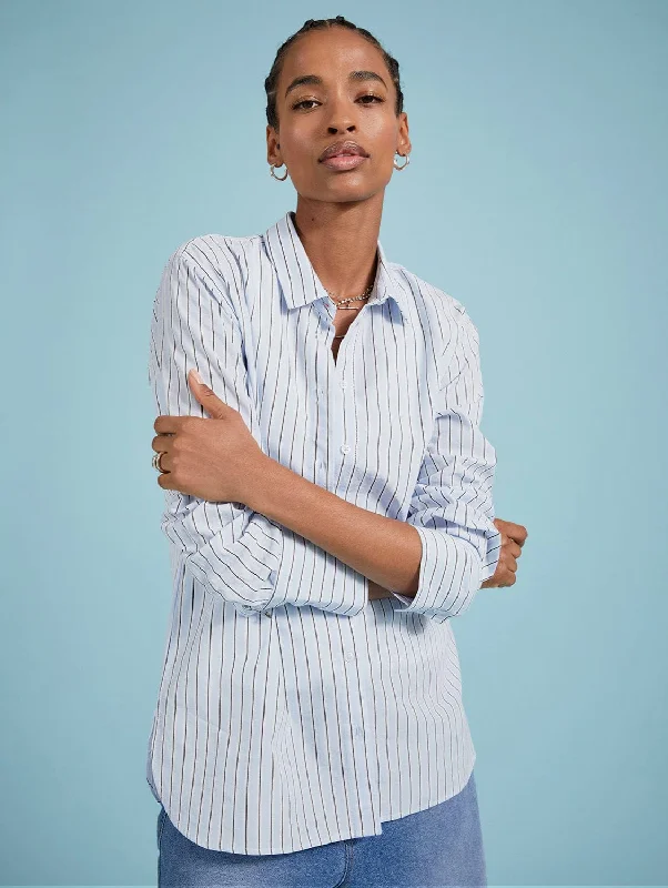 Cultural ShirtsRishma Organic Cotton Stripe Shirt | Blue Stripe