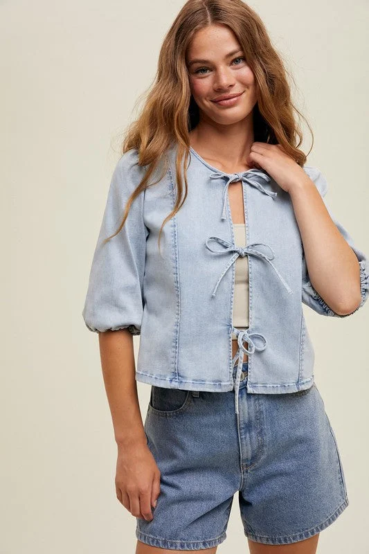 Citizens of HumanitySelf Front Tie Denim Top