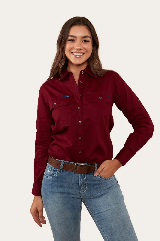 Recycled Fabric ShirtsPentecost River Womens Full Button Work Shirt - Burgundy