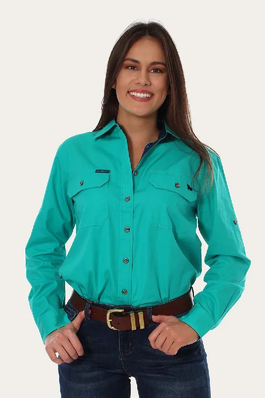 Metallic ShirtsPentecost River Womens Full Button Work Shirt - Mint