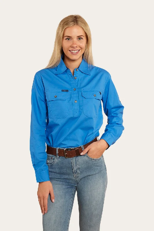 Sequined ShirtsPentecost River Womens Half Button Work Shirt - Blue