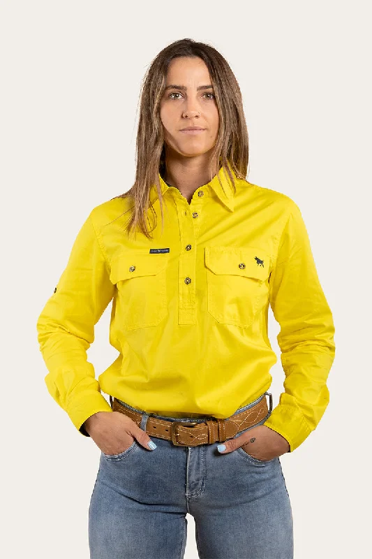 Hemp ShirtsPentecost River Womens Half Button Work Shirt - Lemon