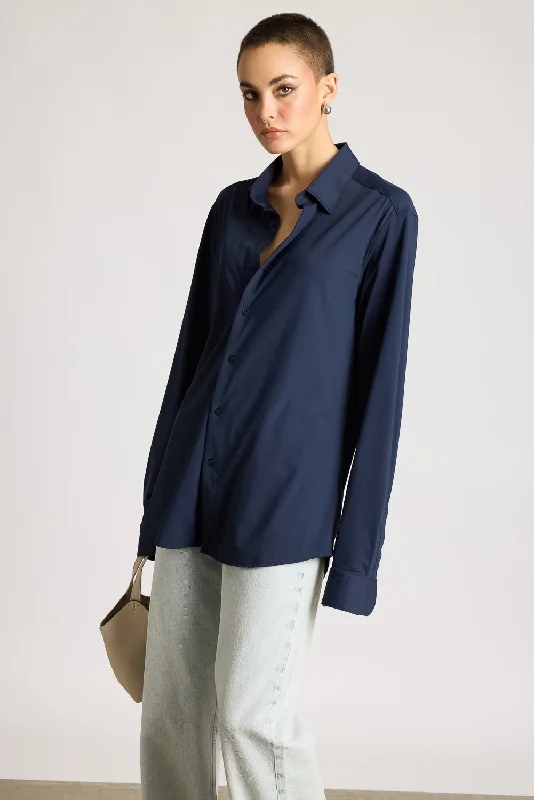 Metallic ShirtsWomen's Polyamide Shirt- Navy Blue