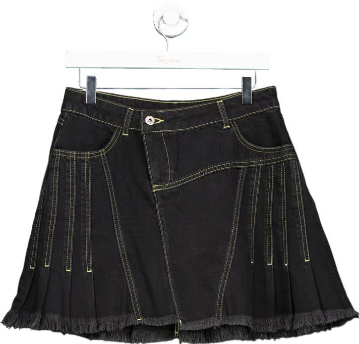 Business denimCollusion Black Pleated Denim Skirt UK 10