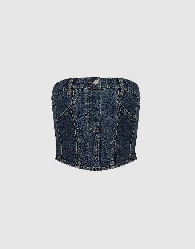 Denim pleatsDenim Bandeau Top