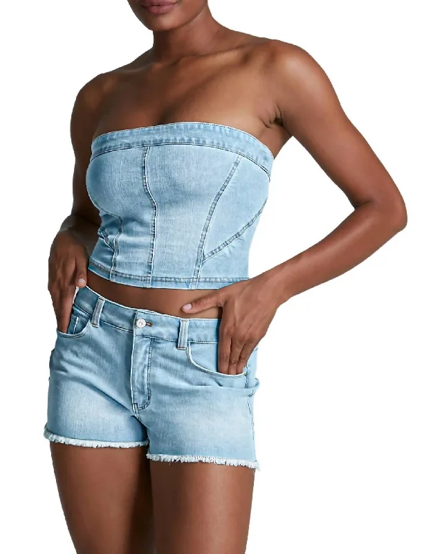 Denim high waistDo It All Denim Tube Top In Washed Indigo