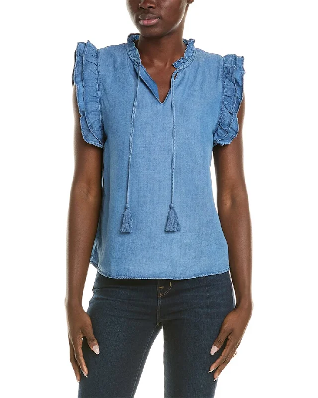 Denim with beltNanette Nanette Lepore Denim Tie Neck Top