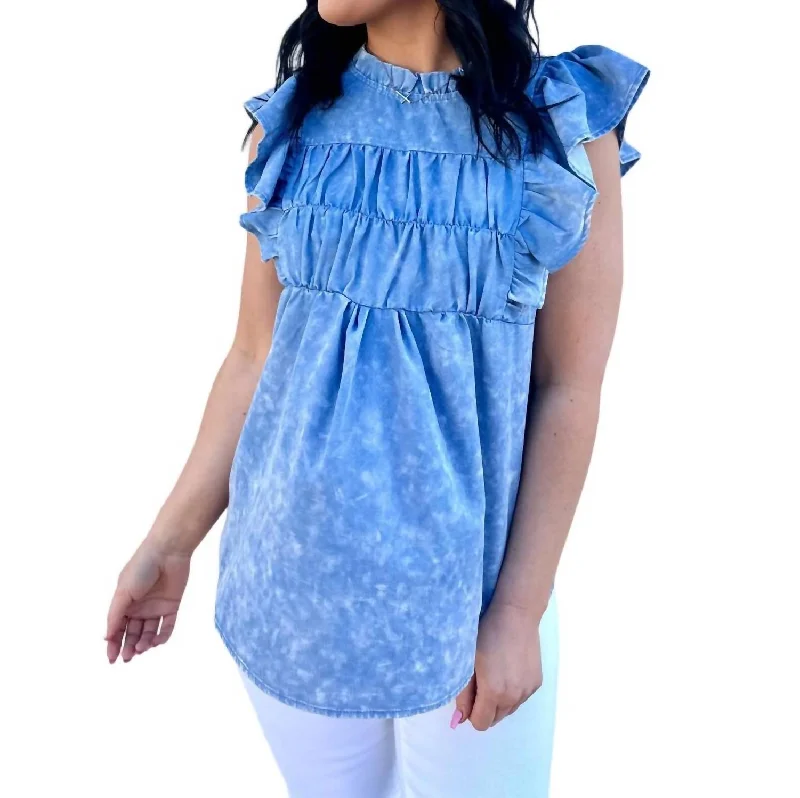 MadewellOne Hair Out Of Place Blouse In Denim Blue