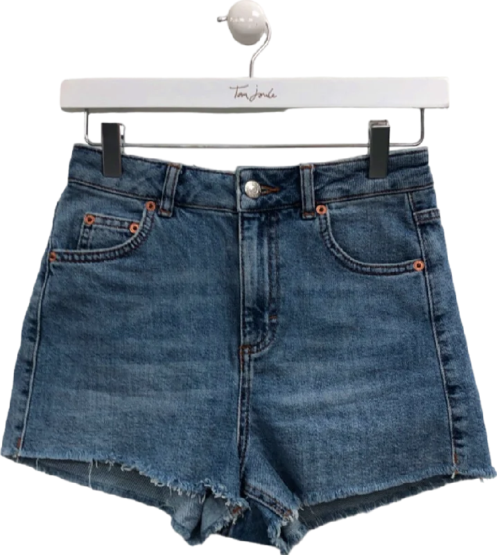 Denim with bootsTopshop Blue Mom Denim Shorts UK 6