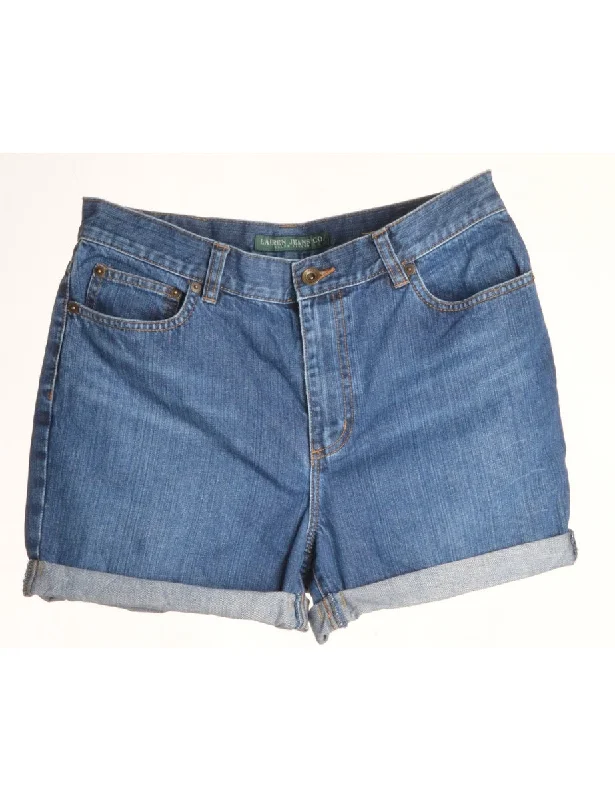 DenimLabel Rolled Hem Indigo Denim Shorts