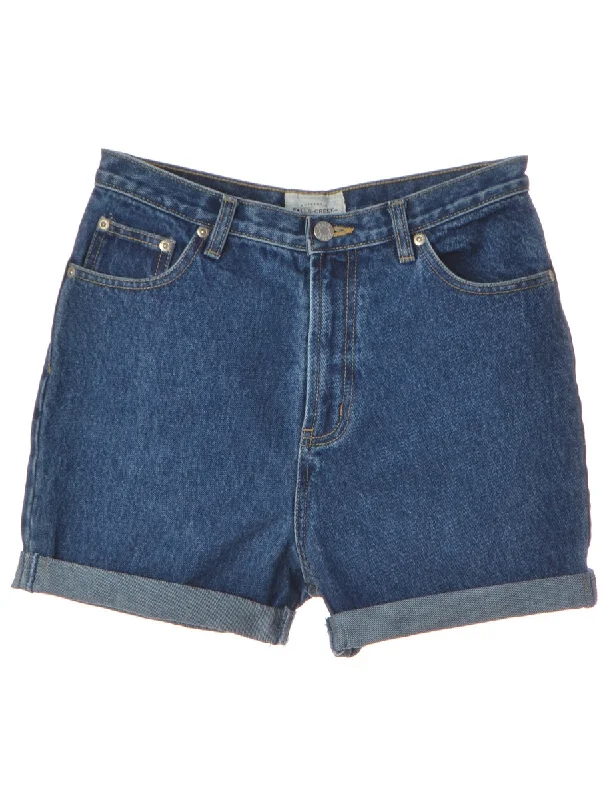 Cut selvedgeLabel Rolled Hem Indigo Denim Shorts