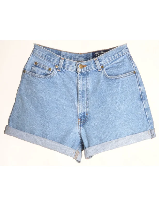 Denim laceLabel Rolled Hem Stone Wash Denim Shorts