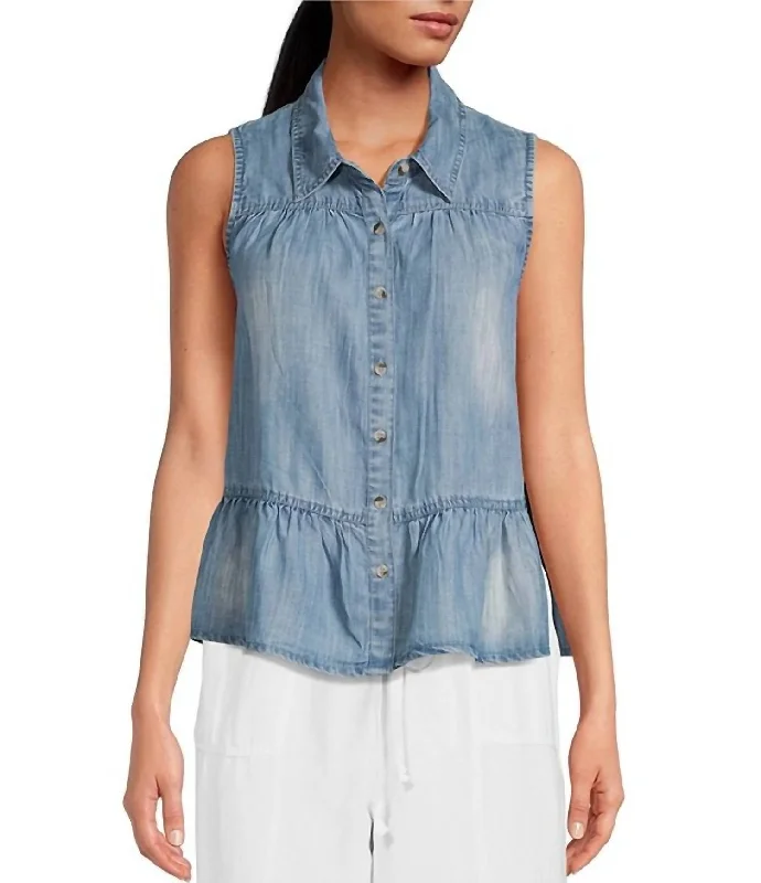 Denim shirtDenim Button Up Top In Light Wash