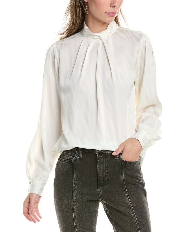 Denim with beltFRAME Denim Knotted Mock Neck Top