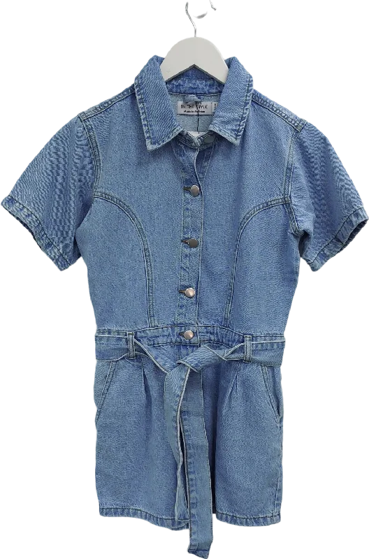 Western styleIn The Style Blue Button Through Denim Playsuit UK 8