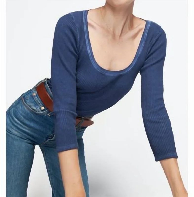 DieselLaundry Scoop Neck Top In Denim