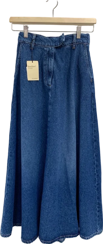 ZaraRiver Island Blue Relaxed Denim Skirt UK 8